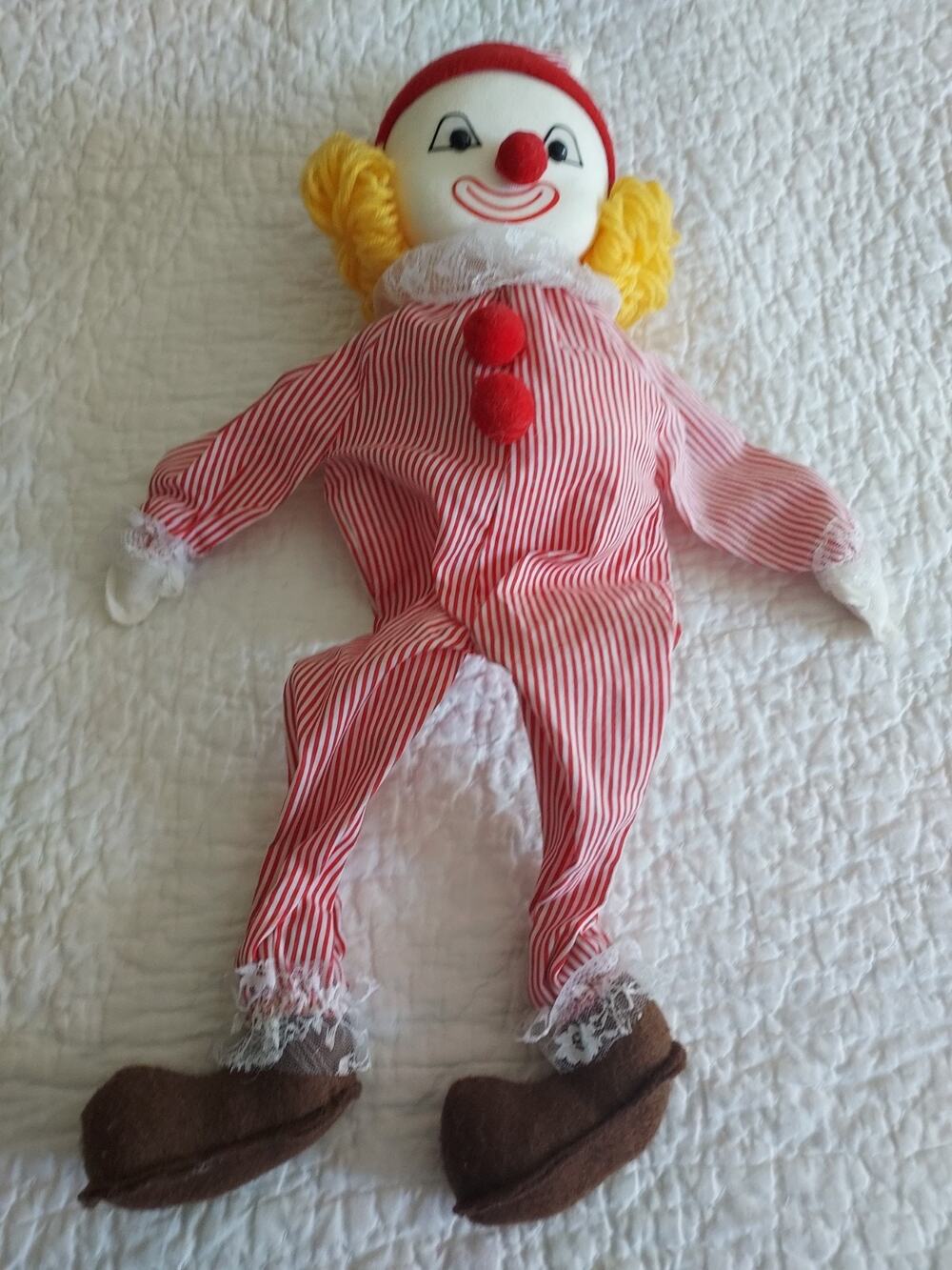 Vintage Interpur Clown 19" tall shelf sitter Music box WORKS see description EUC
